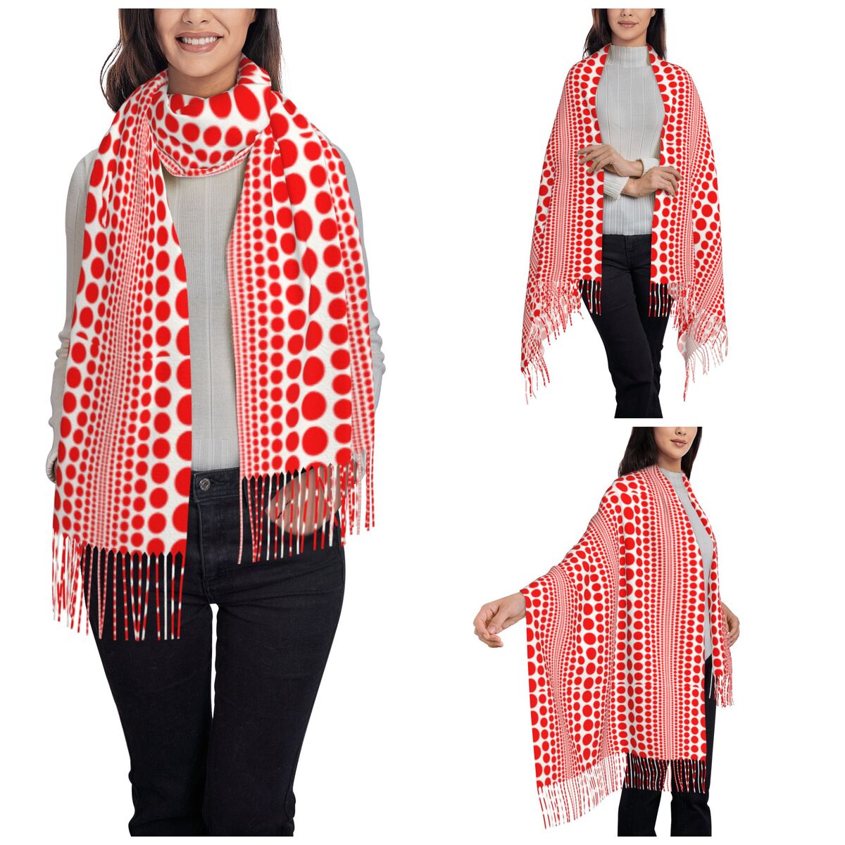 Czerwona szal z motywem niesko – Infinity Scarf Knit recenzja i cena